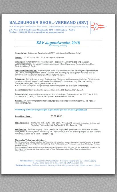 SCM JUGEND – EINLADUNG SSV-WOCHE